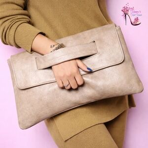 NWT Beige Oversized Clutch Bag